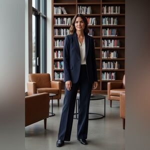 Tahari Navy Blazer and Pants Suit